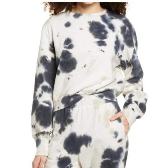 NEW  AFRM Tie Dye Crop Hoodie / blush - noir size 1X - Picture 1 of 11